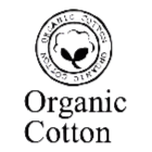 Organic Cotton logo with a circular emblem featuring leaves on a white background