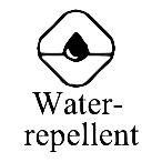 Logo with a droplet symbol and 'Water-repellent' text on a white background