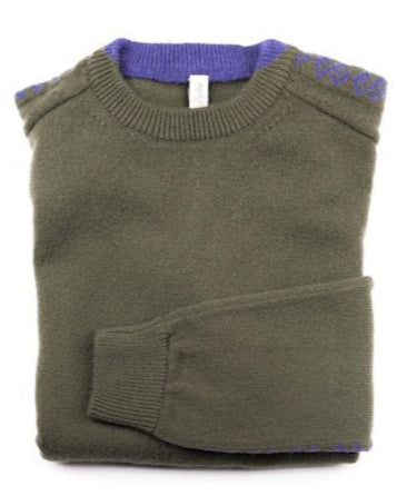 Merino Wool Crewneck Sweater | Crewneck | Sustainable | Nature | Cruelty-free outerwear | Green and Blue | Product shot