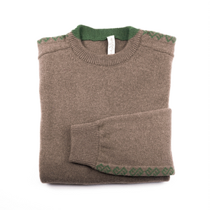 Crew Neck Sweater in Merino Wool Brown | Sustainable Merino Wool Sweater | Product Picture | Front Shot | 
