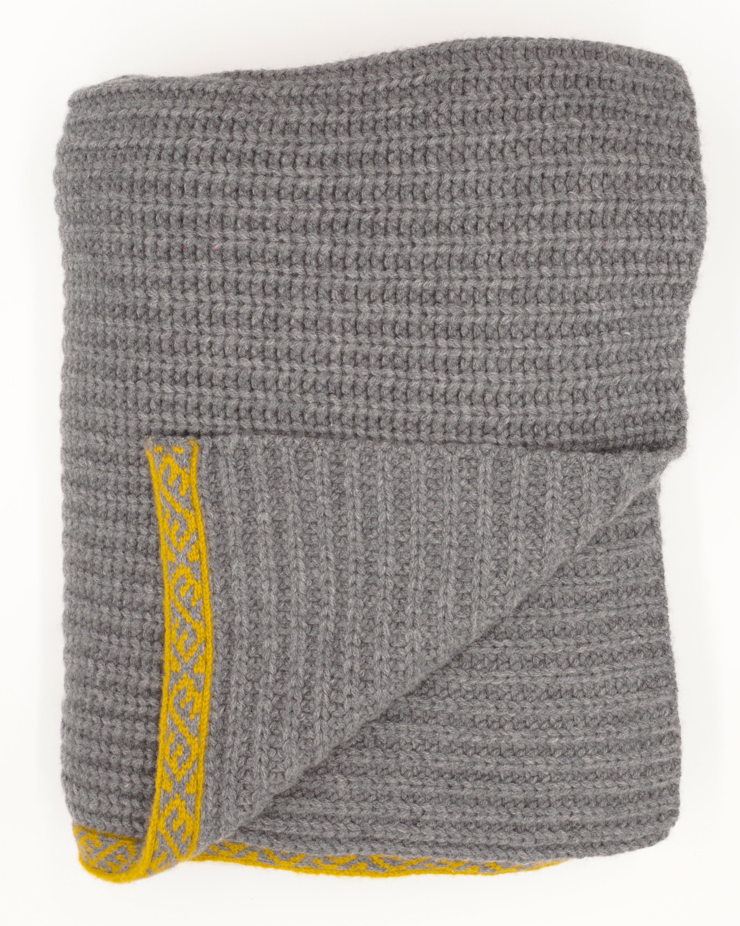 Wool Blanket | Sustainable | Nature | Cruelty-free outerwear | Grey and Yellow | Still life | Product shot
