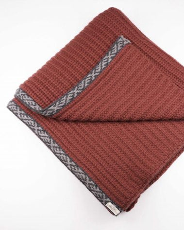 Wool Blanket | Sustainable |Nature | Cruelty-free outerwear | Red and Grey | Still life | Product shot