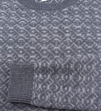 Load image into Gallery viewer, Merino Wool Sweater Grey | Merino Crewneck Sweater | Product Shot | Front | Folded Merino Sweater | Black Detail | Merino Wool | Outdoor Merino Knitwear | Detail Shot | 
