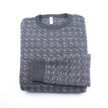 Load image into Gallery viewer, Merino Wool Sweater Grey | Merino Crewneck Sweater |Product Shot | Front | Folded Merino Sweater | Black Detail | Merino Wool | Outdoor Merino Knitwear |

