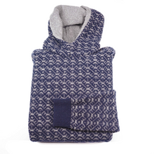 Load image into Gallery viewer, Merino Wool Sweater Blue | Merino Crewneck Sweater | Product Shot | Front Shot | Folded Merino Sweater | Blue Detail | Merino Wool | Outdoor Merino Knitwear |
