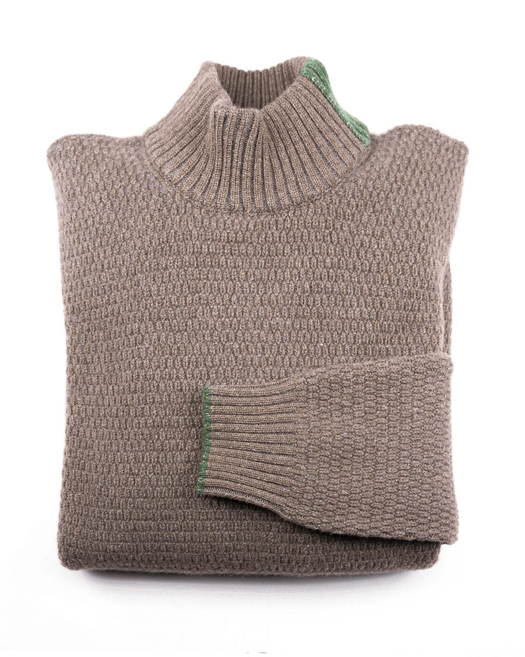 Wool mock Sweater | Mockneck | Sustainable | Nature | Cruelty-free outerwear | Brown and Green | Product shot 