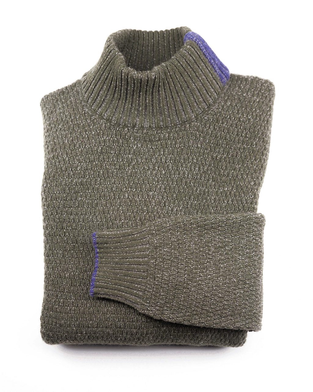 Wool mock Sweater | Mockneck | Sustainable | Nature | Cruelty-free outerwear | Green and Purple | Product shot 