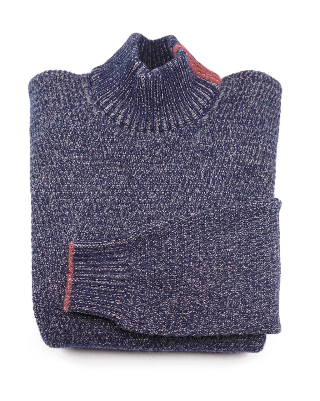 Wool mock Sweater | Mockneck | Sustainable | Nature | Cruelty-free outerwear | Blue and Red | Product shot 