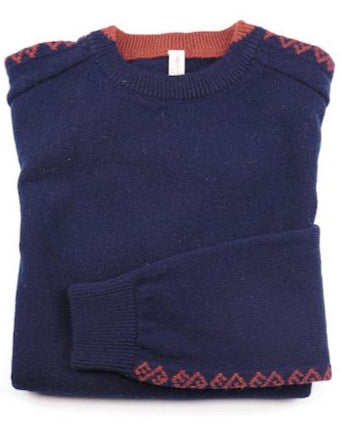 Wool Crewneck Sweater | Crewneck | Sustainable | Nature | Cruelty-free outerwear | Blue and Red | Product shot