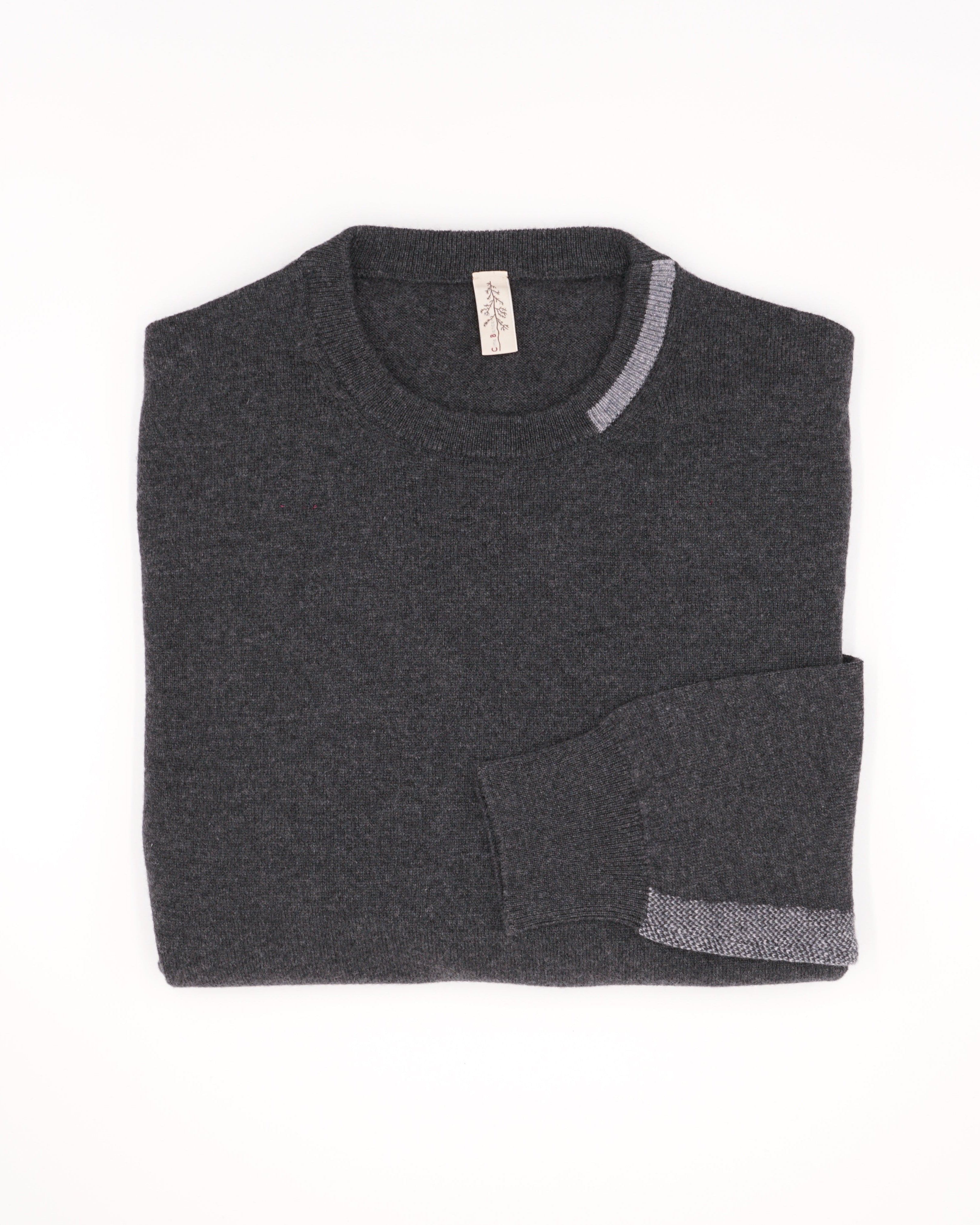 Merino Wool Crewneck Sweater | Crewneck | Sustainable | Nature | Cruelty-free outerwear | Black and Grey | Product shot